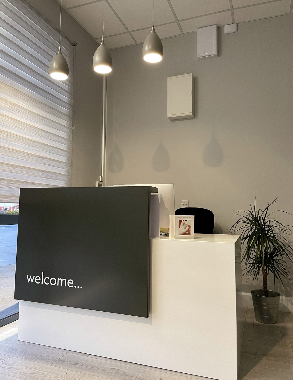 Welcome sign at reception, Gentle Dental Care